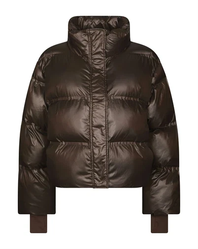 Neo Noir - Rhea Shiny Puffer Jakke - Chocolate Brown 